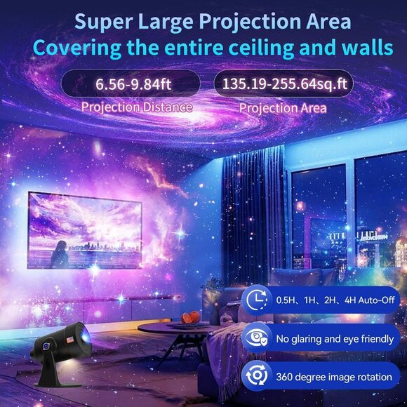 2025 Upgraded] Galaxy Projector, HD Brighter Wider Projection Planetarium Star P - Picture 5 of 8